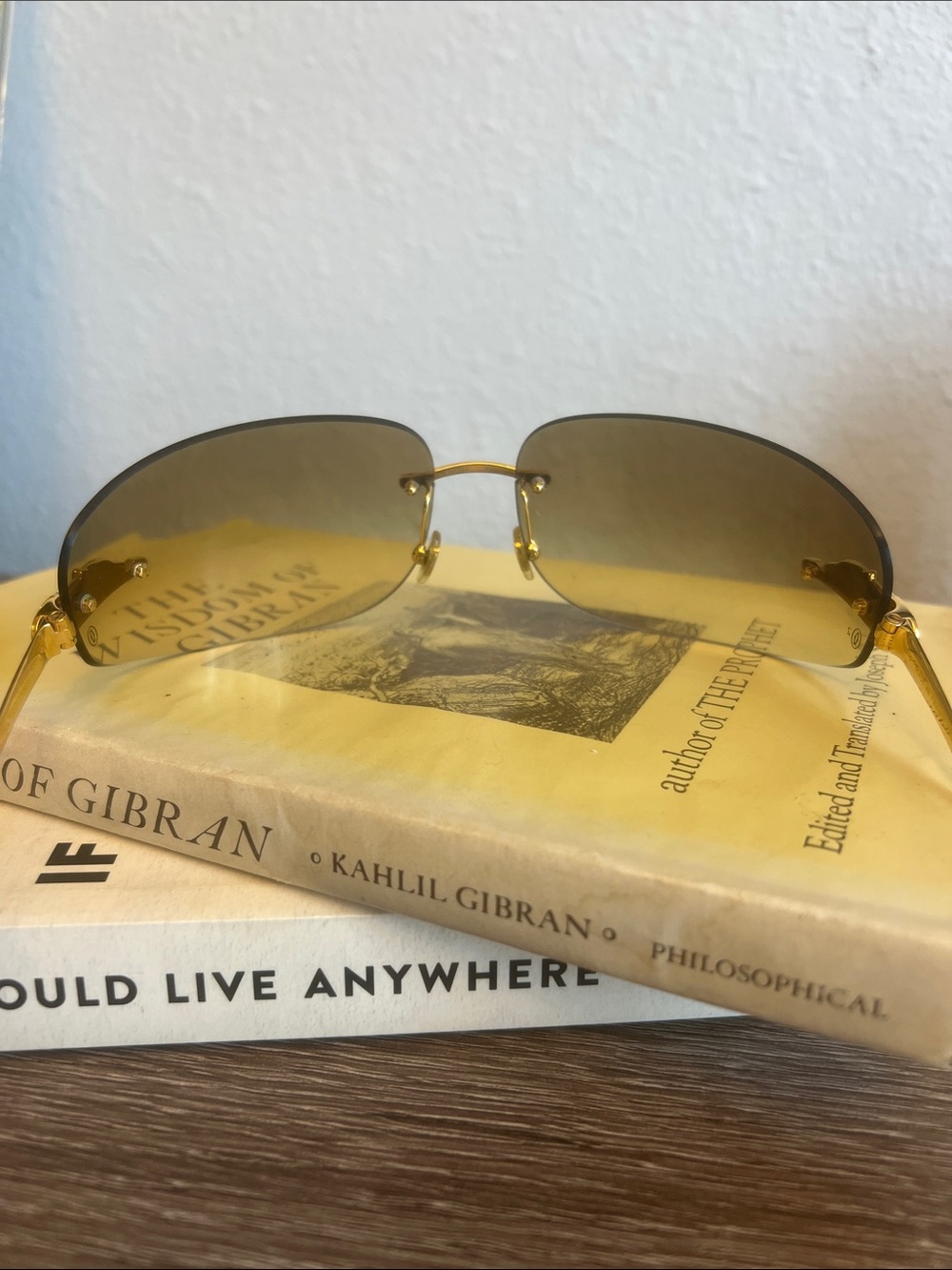 Cartier Panthere Gold Rimless Sunglasses with Brown Lenses - Picture 5 of 10